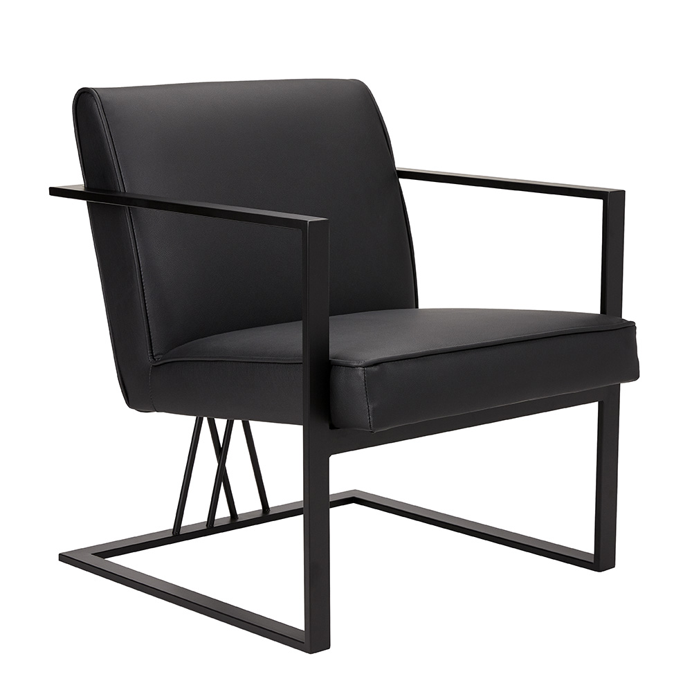 Fairmont Black Leatherette Chair - Black Frame